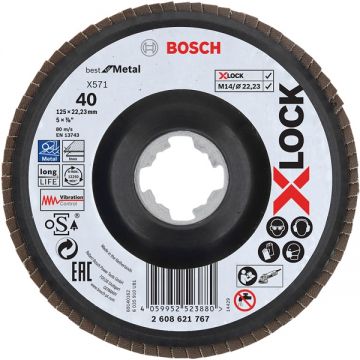 Bosch Best for Metal - Disc lamelar profil convex 125x22.2 mm granulatie 40