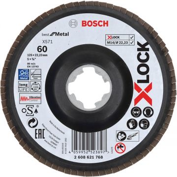 Bosch Best for Metal - Disc lamelar profil convex 125x22.2 mm granulatie 60