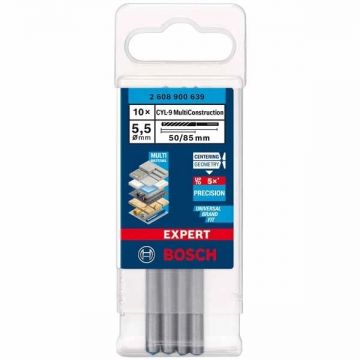 Bosch EXPERT CYL-9 MultiConstruction - Set burghie universale 5.5 mm tija cilindrica 10 bucati