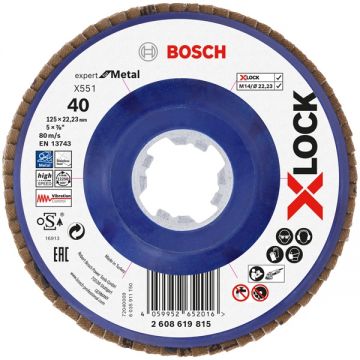 Bosch Expert for Metal - Disc lamelar profil convex 125x22.2 mm granulatie 40