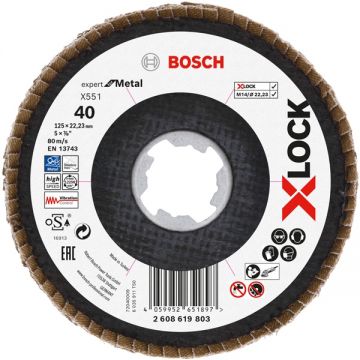 Bosch Expert for Metal - Disc lamelar profil convex 125x22.2 mm granulatie 40