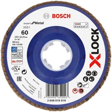 Bosch Expert for Metal - Disc lamelar profil convex 125x22.2 mm granulatie 60