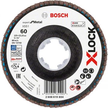 Bosch Expert for Metal - Disc lamelar profil convex 125x22.2 mm granulatie 60