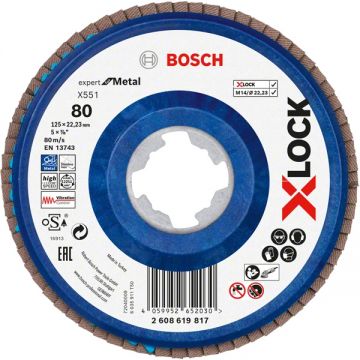 Bosch Expert for Metal - Disc lamelar profil convex 125x22.2 mm granulatie 80