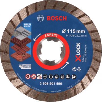 Bosch EXPERT MultiMaterial - Disc diamantat de taiere continuu 115x22.2x2.4 mm taiere uscata