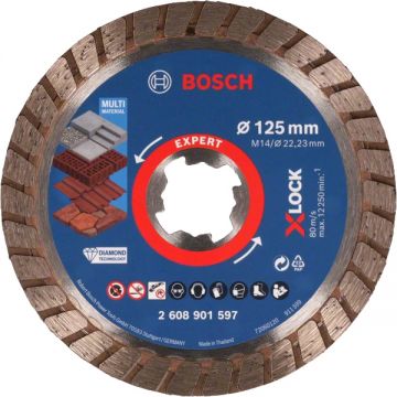 Bosch EXPERT MultiMaterial - Disc diamantat de taiere continuu 125x22.2x2.4 mm taiere uscata