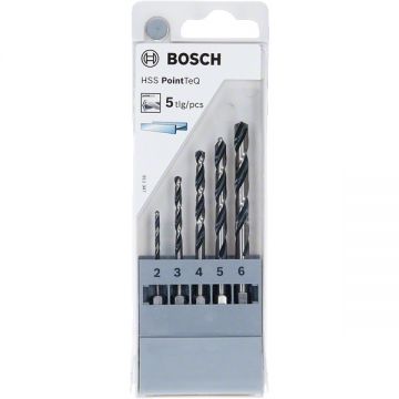 Bosch HSS PointTeQ - Set burghie metal HSS-PointTeq 2-6 mm tija hexagonala 5 bucati