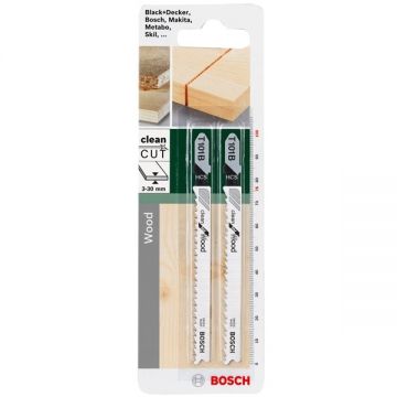 Bosch T 101 B - Set panze fierastrau pendular tija cu un prag de prindere (T) 100 mm lemn taiere dreapta fina 2 bucati