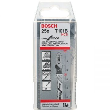 Bosch T 101 B - Set panze fierastrau pendular tija cu un prag de prindere (T) 100 mm lemn taiere dreapta fina 25 bucati