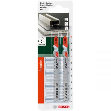 Bosch T 102 H - Set panze fierastrau pendular tija cu un prag de prindere (T) 100 mm plastic taiere dreapta fina 2 bucati