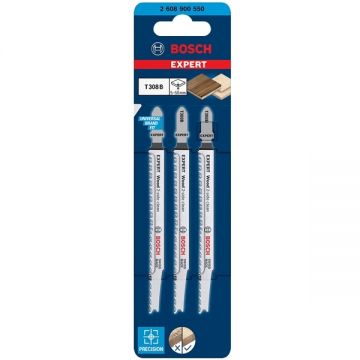 Bosch T 308 B EXPERT - Set panze fierastrau pendular tija cu un prag de prindere (T) 117 mm lemn taiere dreapta fina 3 bucati