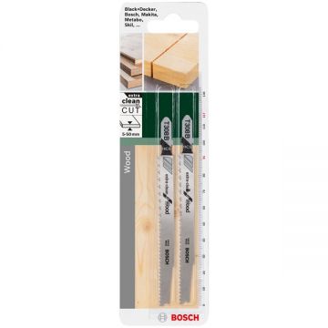 Bosch T 308 B - Set panze fierastrau pendular tija cu un prag de prindere (T) 117 mm lemn taiere dreapta fina 2 bucati