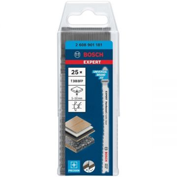 Bosch T 308 BFP EXPERT - Set panze fierastrau pendular tija cu un prag de prindere (T) 117 mm lemn taiere dreapta fina 25 bucati