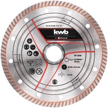 Kwb 49721550 - Disc diamantat de taiere continuu 150x22.2x1.6 mm taiere uscata