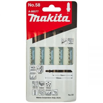 Makita 58 - Set panze fierastrau pendular tija cu un prag de prindere (T) 75 mm lemn taiere dreapta grosiera 5 bucati