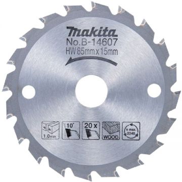 Makita B-14607 - Panza fierastrau circular lemn 85x15x1 mm 20 dinti