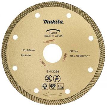 Makita B-22034 - Disc diamantat de taiere continuu 110x20x2 mm taiere umeda