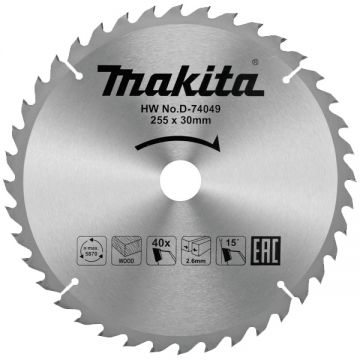 Makita D-74049 - Panza fierastrau circular lemn 255x30x2.6 mm 40 dinti