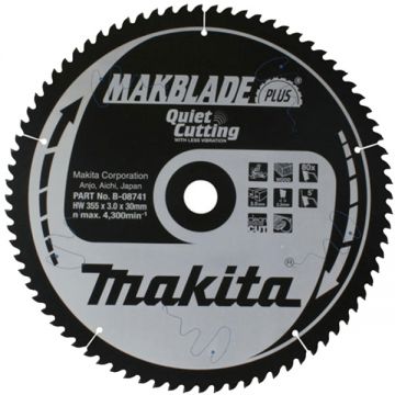 Makita MAKBLADE PLUS - Panza fierastrau circular lemn 355x30x3 mm 80 dinti