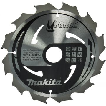 Makita MFORCE - Panza fierastrau circular lemn 190x30x2 mm 12 dinti