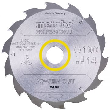 Metabo  628005000 - Panza fierastrau circular lemn 190x30x2.2 mm 14 dinti