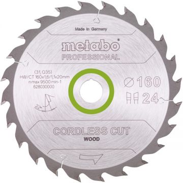 Metabo 628030000 - Panza fierastrau circular lemn 160x20/16x1.6 mm 24 dinti