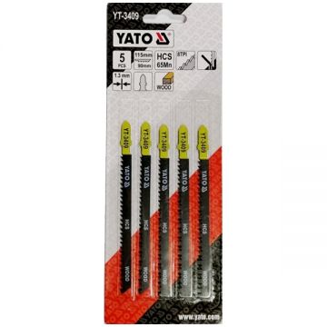 Yato YT-3409 - Set panze fierastrau pendular tija cu un prag de prindere (T) 115 mm lemn taiere dreapta fina 5 bucati