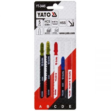 Yato YT-3445 - Set panze fierastrau pendular tija cu un prag de prindere (T) 75-100 mm multimaterial taiere mixta 5 bucati