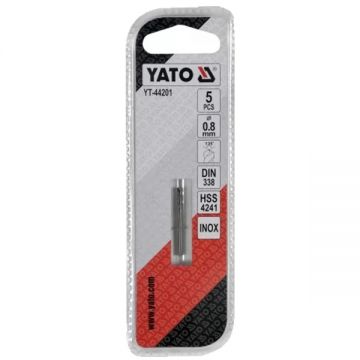 Yato YT-44201 - Set burghie metal HSS 0.8 mm tija cilindrica 5 bucati