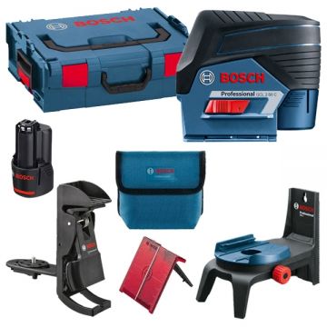 Bosch GCL 2-50 C + RM 2 + BM 3 - Nivela laser cu linii si puncte 2 linii laser 20 m 2 puncte laser 10 m +/-0.3 mm/m suport perete valiza speciala accesorii