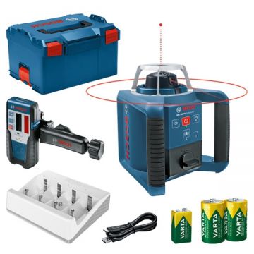 Bosch GRL 300 HV + LR 1 - Nivela laser rotativa 60 m +/- 0.1 mm/m 600 rot/min receptor proiectie verticala valiza speciala