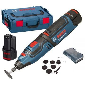 Bosch GRO 12V-35 - Polizor drept cu 2 acumulatori Li-Ion 12 V 2 Ah 3.2 mm valiza speciala accesorii