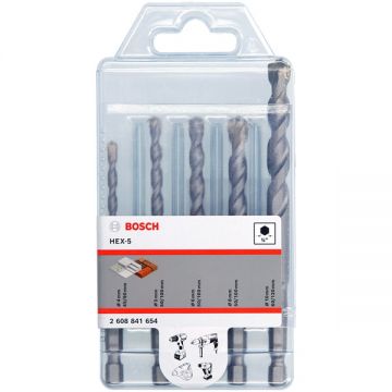 Bosch HEX-5 - Set burghie de zidarie 4-10 mm tija hexagonala 5 bucati