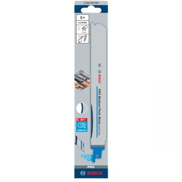 Bosch S 1137 BEF - Set panze fierastrau sabie bimetal 225 mm 14+16+18 dinti/inch dantura 3x3 Tooth Geometry Micro Edge 5 bucati