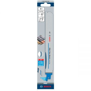 Bosch  S 1137 EAF - Set panze fierastrau sabie bimetal 225 mm 20+22+24 dinti/inch dantura 3x3 Tooth Geometry Micro Edge 5 bucati