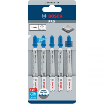 Bosch T 121 BFC - Set panze fierastrau pendular tija cu un prag de prindere (T) 92 mm metal taiere dreapta fina 5 bucati