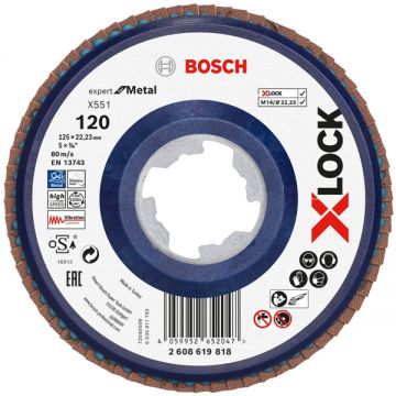 Bosch X-LOCK X551 - Disc lamelar profil drept 125x22.2 mm granulatie 120