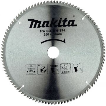 Makita D-61874 - Panza fierastrau circular aluminiu 260x30x2.6 mm 100 dinti