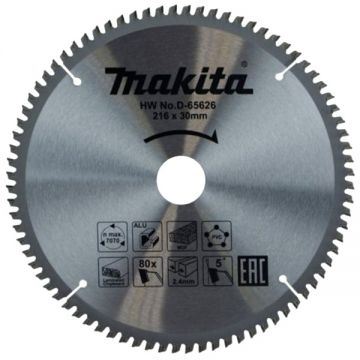 Makita D-65626 - Panza fierastrau circular multimaterial 216x30x2.4 mm 80 dinti