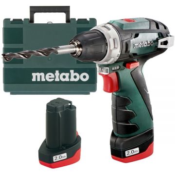 Metabo PowerMaxx BS Basic - Masina de gaurit si insurubat cu 2 acumulatori Li-Ion 12 V 2 Ah 34 Nm valiza plastic