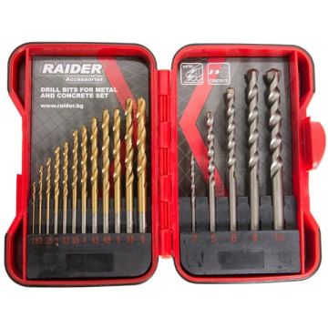 Raider 157796 - Set burghie mixte 1.5-6 mm tija cilindrica 17 bucati