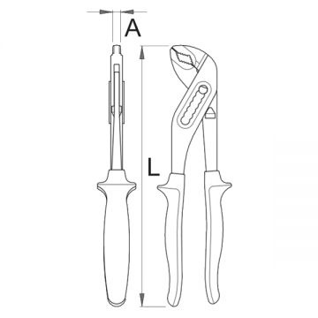 Unior 447/1VDEBI - Cleste reglabil cu articulatie intrepatrunsa 240 mm izolatie 1000 V