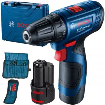 Bosch GSR 120-LI - Masina de gaurit si insurubat cu 2 acumulatori Li-Ion 12 V 2 Ah 30 Nm valiza plastic accesorii