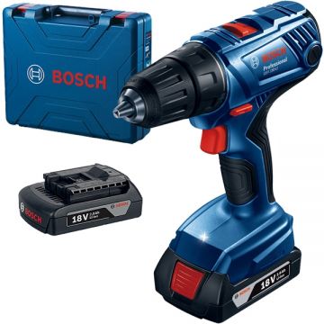 Bosch GSR 180-LI - Masina de gaurit si insurubat cu 2 acumulatori Li-Ion 18 V 2 Ah 54 Nm valiza plastic