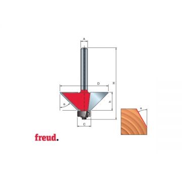 Freud 40-10608P - Freza de fatetat 44x18.5x61 mm 45 grade tija 8 mm