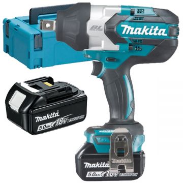 Makita DTW1001RTJ - Masina de insurubat cu impact cu 2 acumulatori Li-Ion 18 V 5 Ah patrat 3/4 inch 1050 Nm M12-M30 valiza speciala