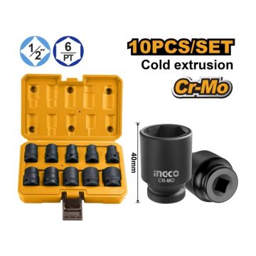 INGCO set 10 piese 1/2" 10-24 mm CrMo