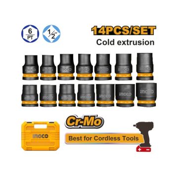 INGCO Set de prize pentru mașini 14 piese 1/2" 10-27 mm CrMo