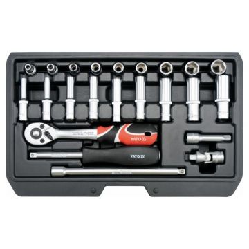 Set de prize YATO 23 piese 1/4" 4-13 mm CrV