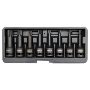 YATO Mașină set de mufe cu biți lungi 8 piese Torx 1/2" T30-T80 CrMo